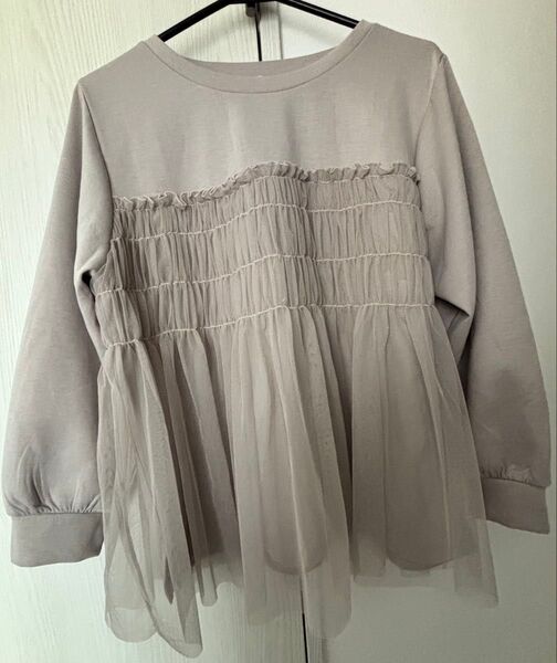 しまむら hina チュールトップス 3Lサイズ レース チュニック 長袖Tシャツ