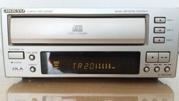 ONKYO CDプレーヤー【動作品】 C-707CHX<3連・3枚CDチェンジャー>ピックアップ レンズとベルトを新品に交換