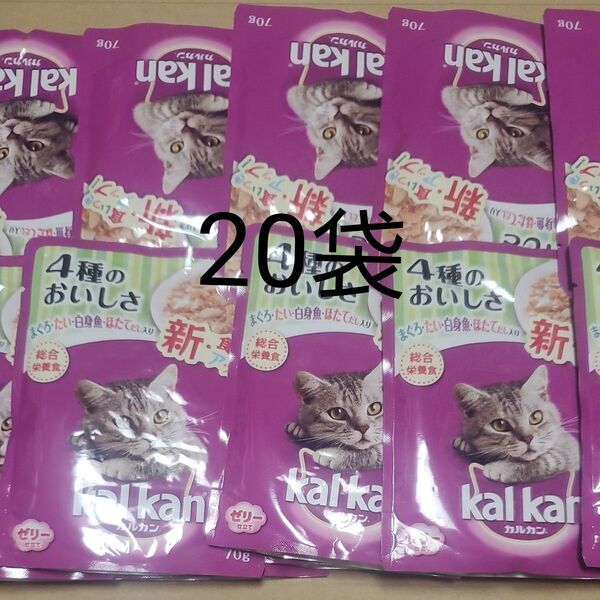 カルカン パウチ 4種のおいしさ まぐろ・たい・白身魚・ほたてだし入り 70g