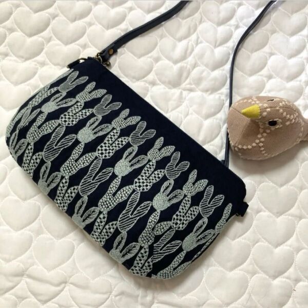 712 両面ポンピアのショルダーバッグ pomppia ★レア★ navy