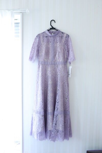 【新品】dorrydoll総レースパーティドレス、パープル、紫定価18900円M