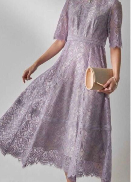 【新品】dorrydoll総レースパーティドレス、パープル、紫定価18900円M