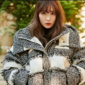 【冬物処分価格】Hooded Tweed Shell Down Jacket