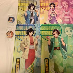 6点セット 鬼滅の刃 胡蝶しのぶ 冨岡義勇 伊黒小芭内 竈門炭治郎 くら寿司 悲鳴嶼行冥 缶バッジ バッジ クリアファイル