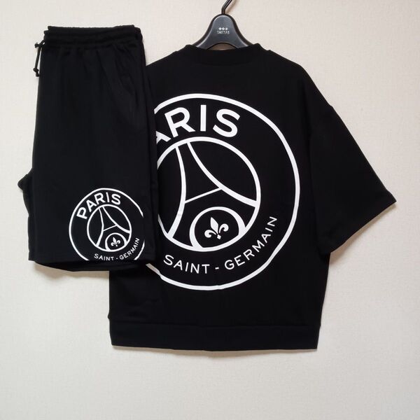 PARIS SAINT-GERMAIN新品未使用上下セットアップTシャツ半袖ハーフパンツブラックサイズXL