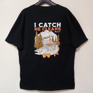 I CATCH HE CLEANS トラウトフィッシング新品未使用Tシャツ半袖ブラックサイズXL
