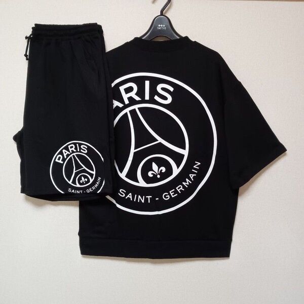 PARIS SAINT-GERMAINパリサンジェルマン新品未使用上下セットアップTシャツ半袖ショートパンツブラックサイズXL