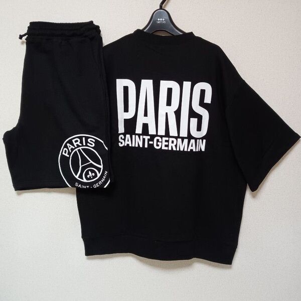 PARIS SAINT-GERMAIN新品未使用セットアップ上下TシャツショートパンツブラックサイズXL