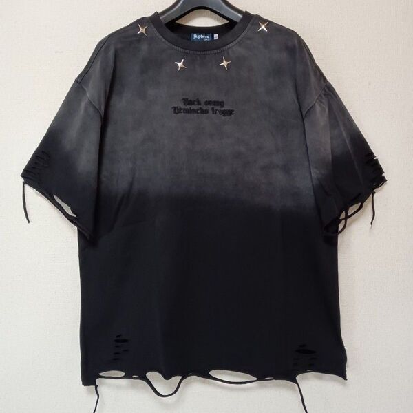 ダメージTシャツビンテージ加工新品未使用Tシャツ半袖ブラックサイズXL