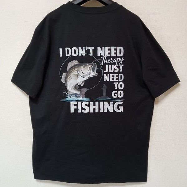 バスフィッシング新品未使用バックプリントTシャツ半袖ブラックサイズXL