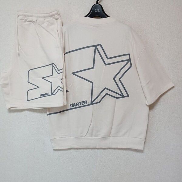 STARTERスターター新品未使用上下セットアップTシャツ半袖ハーフパンツホワイト系サイズXL