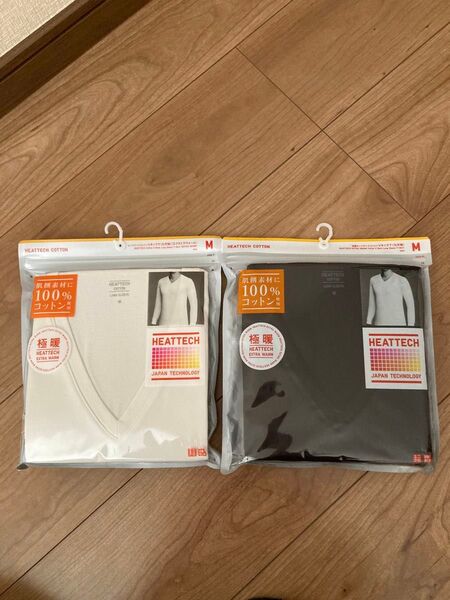 新品未使用 ユニクロ 極暖 ヒートテックコットン Vネック 長袖 Mサイズ
