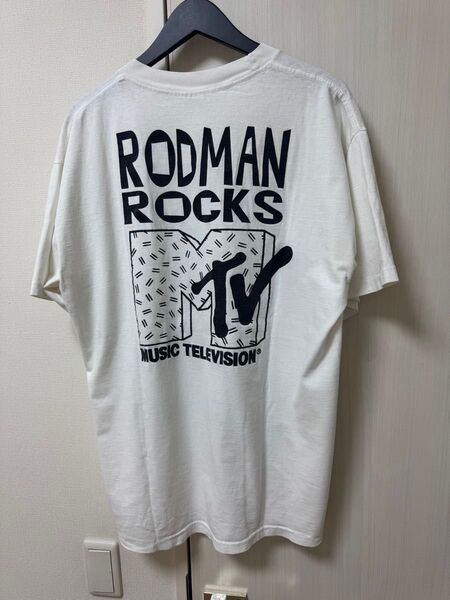 【激レア】バックプリント有り 90s ロッドマン ヴィンテージTシャツ MTV XL 袖シングルステッチ