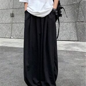 スウェットワイドパンツ 黒 ゆったり メンズ レディース