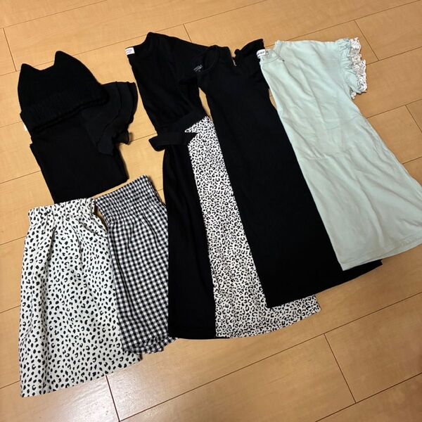 女の子 130センチ 7点セット ワンピース スカート トップス ニット帽