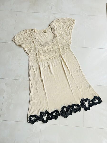 axes femme アクシーズファム★チュニックワンピース レース ベージュ