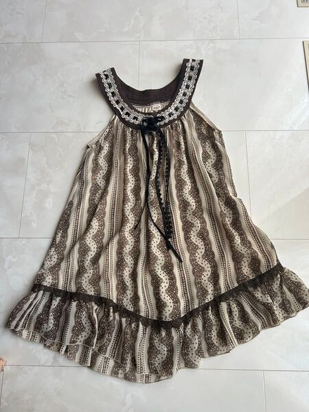 axes femme アクシーズファム★ノースリーブチュニックワンピース レース フリル リボン