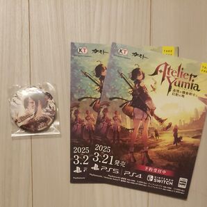 ユミアのアトリエ 抽選会グッズ オリジナル缶バッジ ポストカード 販促用のリーフレット