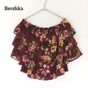 Bershka ベルシュカ☆フラワープリントのオフショル シフォンブラウス