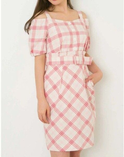 ジルバイジルスチュアート JILL by JILLSTUART☆オフショル プレイド ワンピース