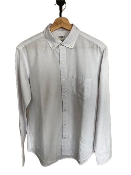 SHIPS シップス BELGIAN LINEN 白シャツ メンズ Mサイズ ホワイト