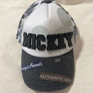 MICKEY メッシュキャップ 帽子 ロゴ 白黒
