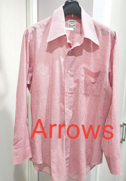 Arrows チェック柄 長袖シャツ ピンク メンズ Mサイズ