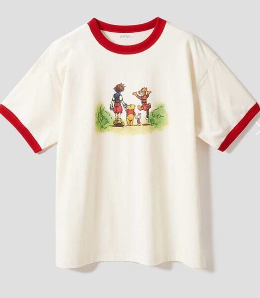 グラニフ キングダムハーツ 100エーカーの森 ビッグシルエット トリム Tシャツ 半袖 Mサイズ 新品タグ付