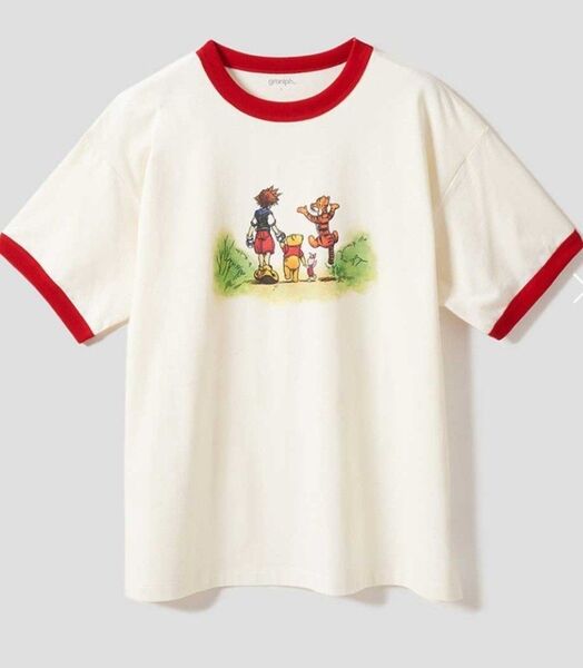グラニフ キングダムハーツ 100エーカーの森 ビッグシルエット トリム Tシャツ 半袖 Mサイズ 新品タグ付
