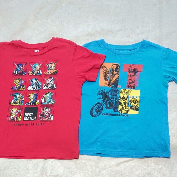 仮面ライダー ビルド ゴースト 120 Tシャツ ユニクロ UNIQLO UT 赤 ブルー 半袖Tシャツ