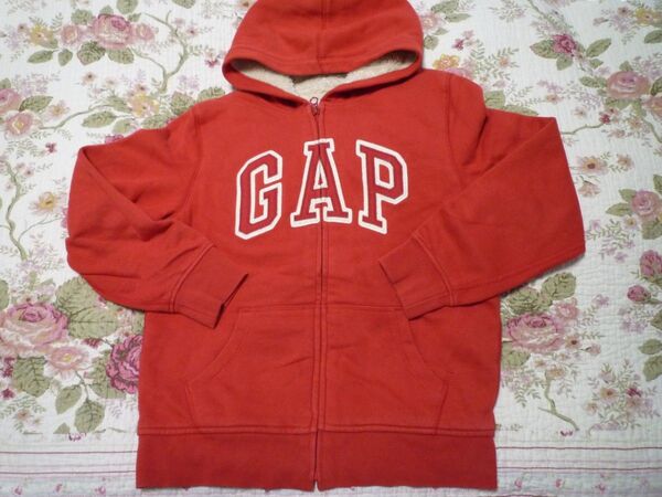 GAP ジップアップパーカー レッド 裏起毛 ギャップ キッズ 140