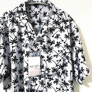 新品 ヤシの木柄 アロハシャツ 総柄 オープンカラーシャツ 半袖 胸ポケット
