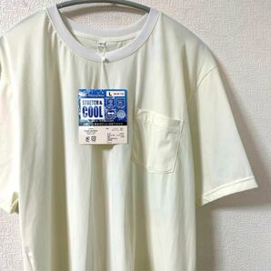 メンズ 接触冷感Tシャツ 吸汗 ストレッチ 胸ポケット付 無地 Lサイズ