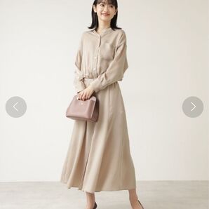 NATURAL BEAUTY BASIC フォルムシャツワンピース S ベージュ 長袖ワンピース ロングカーディガン