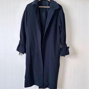 美品 GU キャンディースリーブステンカラーコート ネイビー S ネイビー 薄手