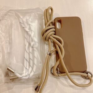 iPhoneケース ストラップ付き クリア ベージュ X.XS スマホケース