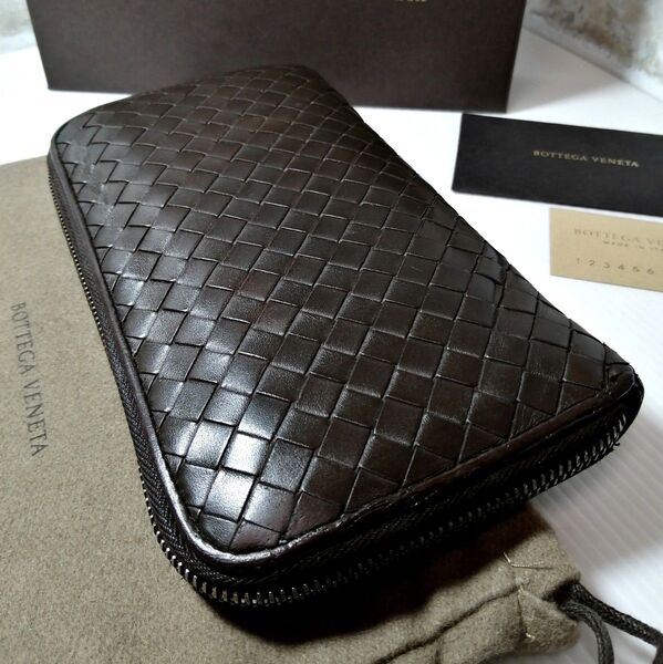 ★BOTTEGA VENETA★長財布 ラウンドファスナー イントレチャート 上質本革 ボッテガヴェネタ ロングウォレット