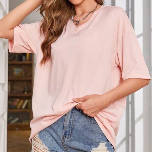 半袖Tシャツ 涼しい ゆったりTシャツ Vネック 無地 おしゃれ かわいい