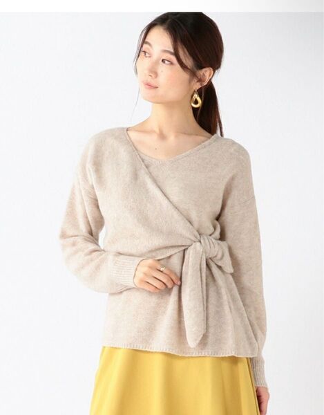 Demi-Luxe BEAMS / フロントノット Vネックニット ビームス トップス ニット ネイビー ベージュ