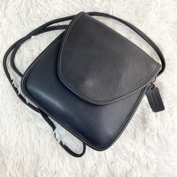 希少 レア ヴィンテージ OLD COACH オールドコーチ ショルダーバッグ グラブタンレザー ダークネイビー