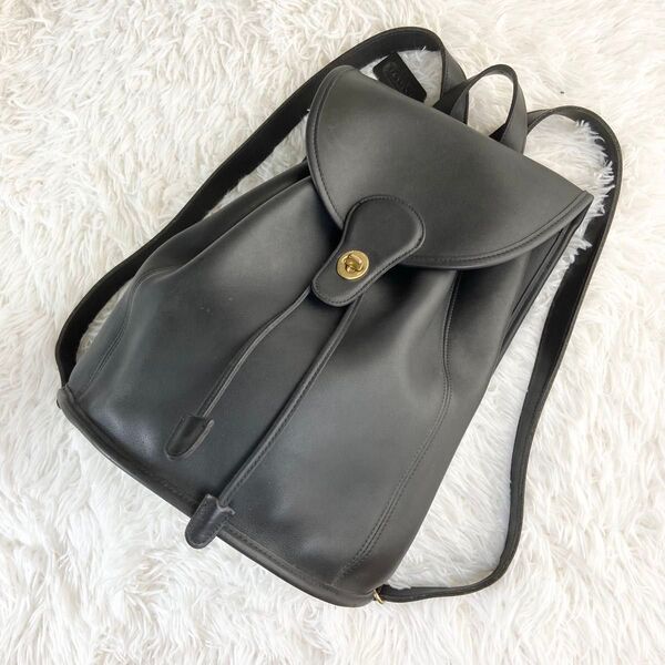 希少 極美品 OLD COACH オールドコーチ ヴィンテージ リュック ターンロック グラブタンレザー ブラック
