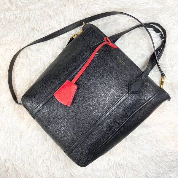 TORY BURCH トリーバーチ ペリー ショルダーバッグ 2way チャーム ロゴ刻印 レザー ブラック