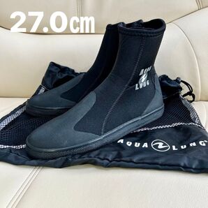 【良品】AQUALUNG アクアラング アクアブーツ 27cm デッキソール ダイビングブーツ ブーツ デッキシューズ洗濯済み