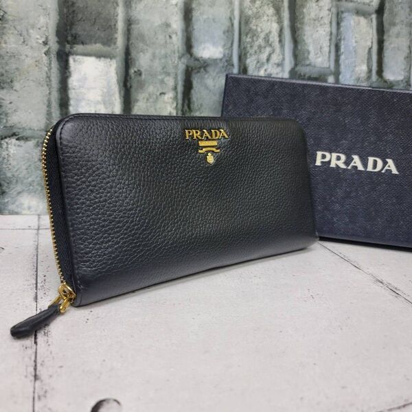 正規品 PRADA VITELLO GRAIN 1ML506 黒 プラダ財布