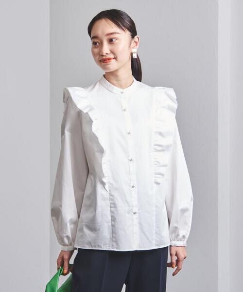 <UNITED ARROWS>C パールモチーフ フリル ブラウス B†¥19,800