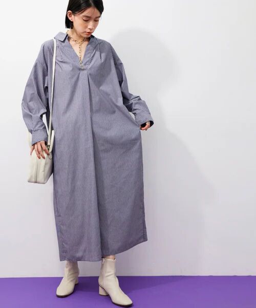 ADAM ET ROP FEMME【WEB限定】TCストライプスキッパーワンピース