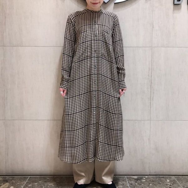 Demi-Luxe BEAMSTICCA / 別注 ギンガムチェック ノーカラーワンピース¥39,600