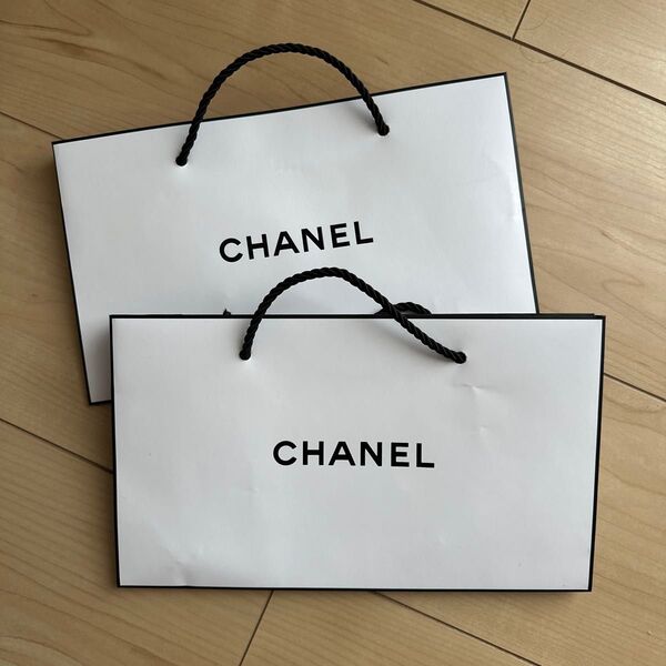 CHANEL ショップ袋 ブランド紙袋 ショッパー 2枚セット ホワイト