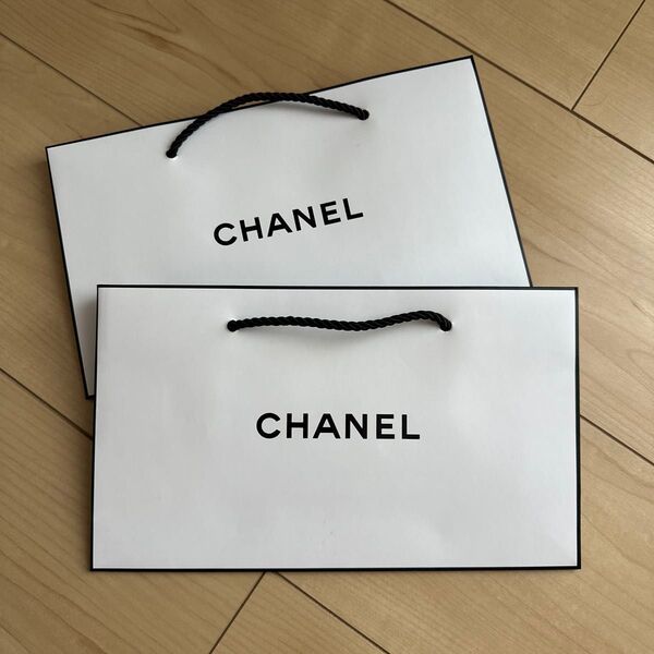 CHANEL ショップ袋 ブランド紙袋 ショッパー 2枚セット ホワイト