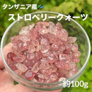 MY608 ストロベリークォーツ さざれ 約100g 天然石 パワーストーン 浄化